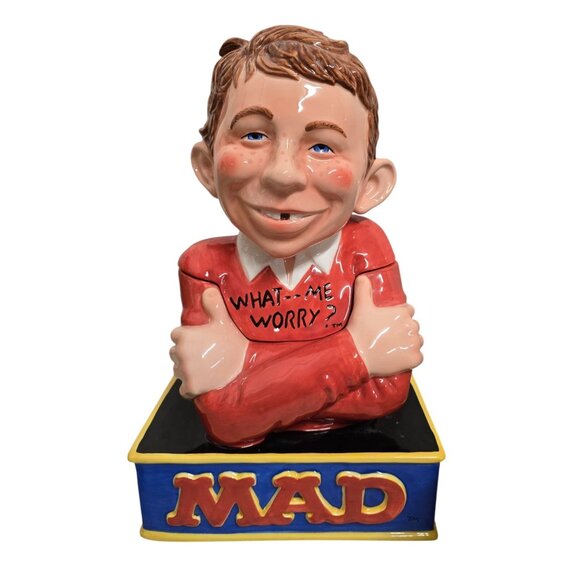 Clay Art 13.5" Mad Magazine Alfred E. Neuman Ceramic Cookie Jar What Me Worry? - Picture 1 of 10